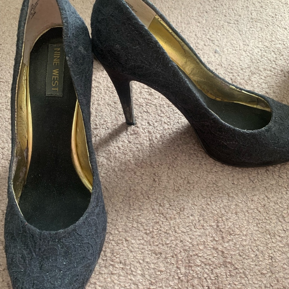 Black lace sparkle heel